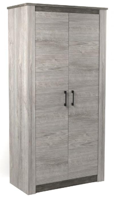Шкаф Денвер 2300 (112) двухдверный (риббек серый-камень темный, риббек серый,(СБК)) Шкаф Денвер 2300 (112) двухдверный (риббек серый-камень темный, риббек серый,(СБК))