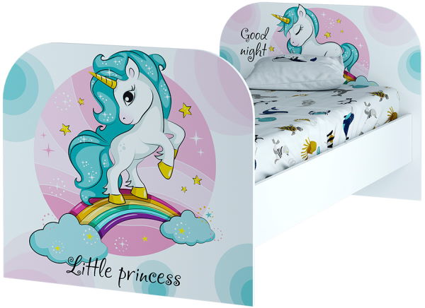 Кровать детская Тойс КР-08 (СМ 80х180) ( 80х180 , ЛДСП , белый/little pony , без подъемного мех. , без ящиков , без матраса (БТС) )