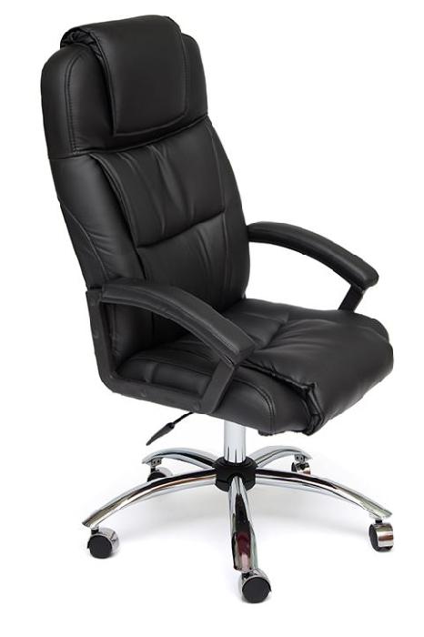 Кресло для руководителя Бергамо (Bergamo) хром (Материал обивки: кожзам, цвет обивки: черный (Tetchair) )