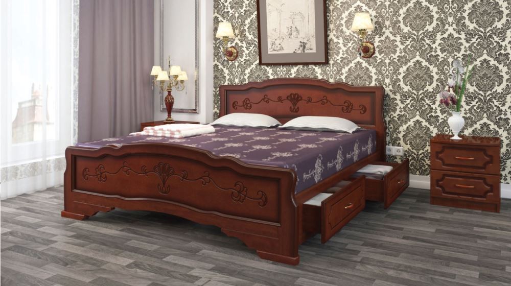 Фото Кровать односпальная Карина-6 (СМ 90х200) с выдвижными ящиками, без основания с универсальными царга от производителя Браво-мебель в Крыму по цене 26 220 ₽