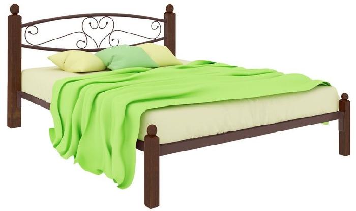 Кровать двуспальная Каролина Lux (СМ 180х200) трубка металл ( 180х200 , металл/дерево , медная шагрень , без подъемного мех. , без ящиков , без матраса (Милсон) )