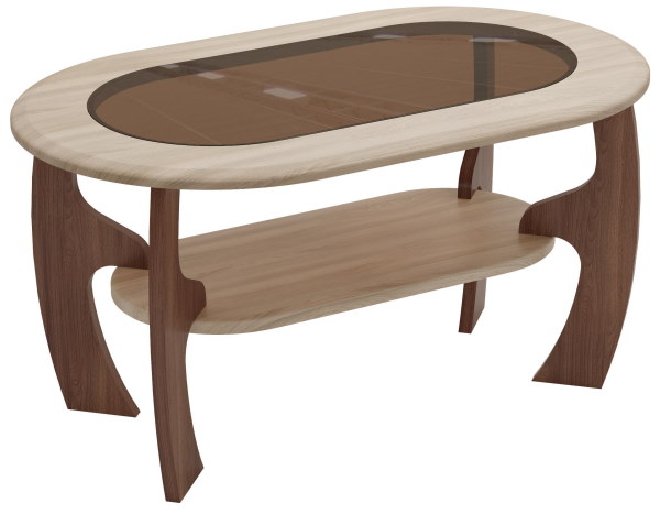 Стол журнальный Маджеста-2 (лдсп, стекло-тонированное,  ясень шимо темный, ясень шимо темный-ясень шимо светлый (Олмеко) )