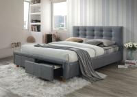 Кровать двуспальная Signal Ascot (СМ 160х200) c ортопедическим основанием ( 160х200 , дерево/ткань , серый  , без подъемного мех. , ящики в комплекте , без матраса (Signal) ) в Крыму от производителя 