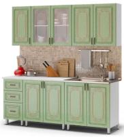 Кухня Люкс Прима (2,0) (серый, фотопечать-патина мятная,(БТС)) в Крыму от производителя 