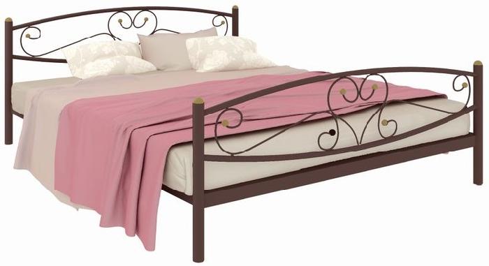 Кровать двуспальная Каролина Plus (СМ 180х190) трубка металл ( 180х190 , металл , медная шагрень , без подъемного мех. , без ящиков , без матраса (Милсон) )