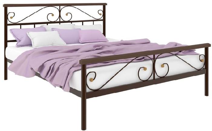 Кровать двуспальная Эсмеральда Plus (СМ 160х190) трубка металл ( 160х190 , металл , медная шагрень , без подъемного мех. , без ящиков , без матраса (Милсон) )