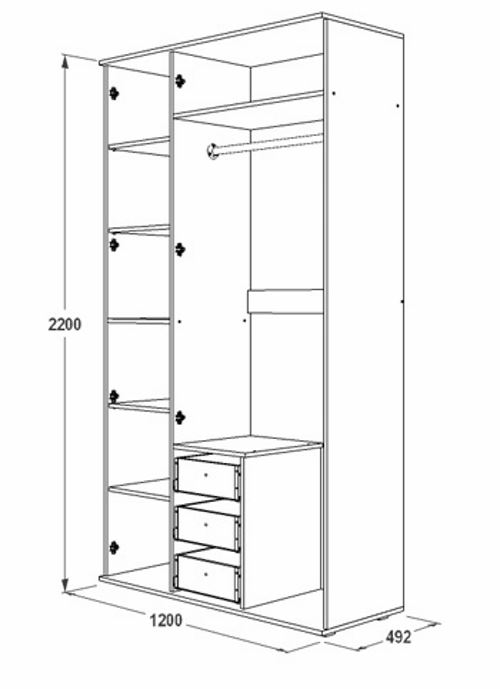 Фото Шкаф Ольга-14 (120) трехдверный  от производителя Фант-мебель в Крыму по цене 23 110 ₽
